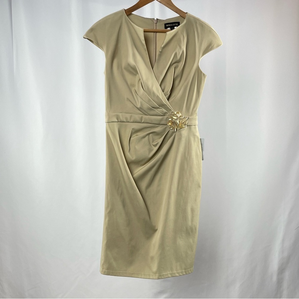 NWT Tadashi Shoji Cap Sleeve Sheath Dress in Khaki Size 6